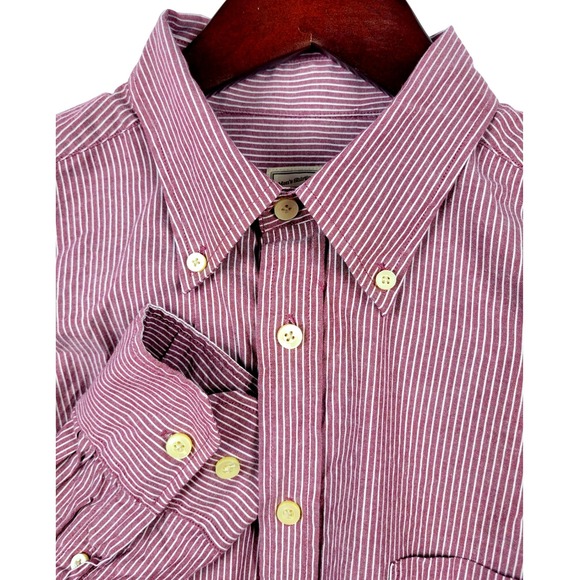 Merona Other - Merona Mens‎ Shirt Medium Red Striped Button Down Long Sleeve Casual